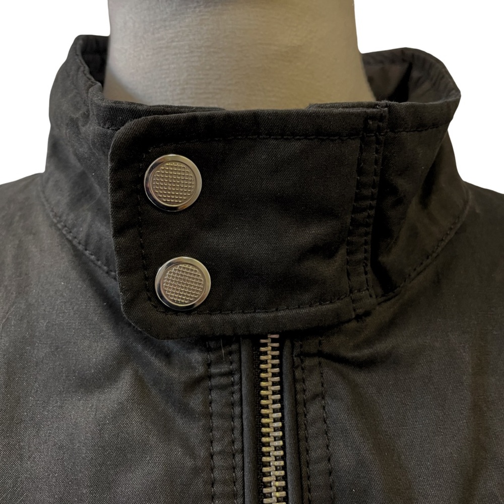 H&M Men's Black Smooth Bomber Jacket 40R Full Zip Pockets Stand Collar - Picture 9 of 15
